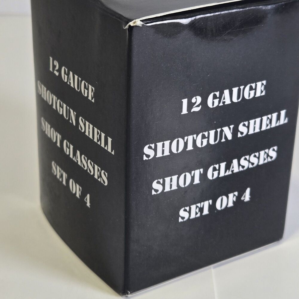 12 Gauge Shell Shot Glasses - Set of 4 - Red Novelty Barware - New Open Box